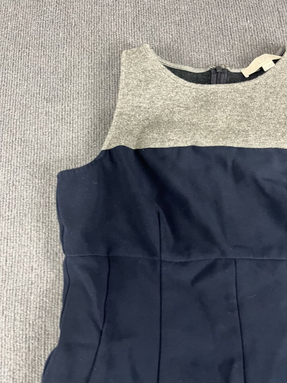 Ann Taylor LOFT Two-Tone Sleeveless A-Line Dress Navy & Gray Size 10 Back Zipper - Picture 6 of 11